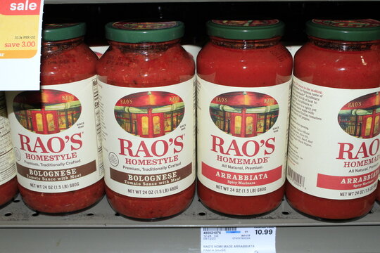 RAO'S Sauce in Jars on a shelf,