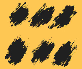 Abstract ink black paint brush stroke set