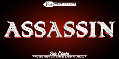White Red Assassin Vector Editable Text Effect Template
