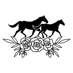 Running Horse With Beautiful Floral, Horse Cutting files, Horse and Flower