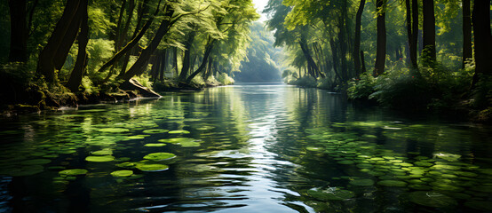 The river flows quietly in the quiet forest 3