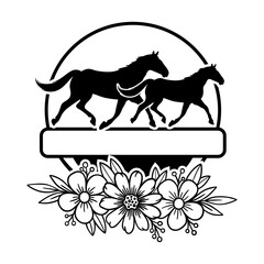 Running Horse With Beautiful Floral, Horse Cutting files, Horse and Flower