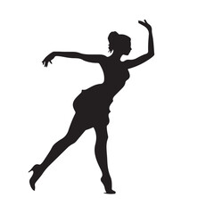 Fototapeta na wymiar black silhouette of a Dancer in mid-performance