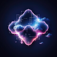 Obraz premium Cloud computing transfer big data on internet. futuristic digital technology .Generative AI