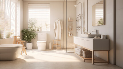 Fototapeta na wymiar Modern and bright luxury bathroom