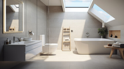 Fototapeta na wymiar Modern luxury bathroom with bathtub and toilet