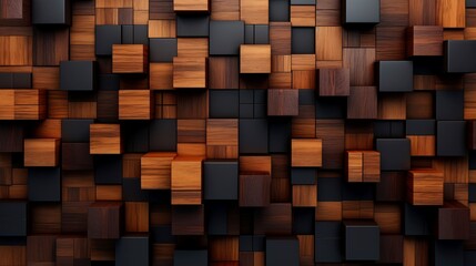 Wood marquetry wall parquet, abstract pattern background - obrazy, fototapety, plakaty