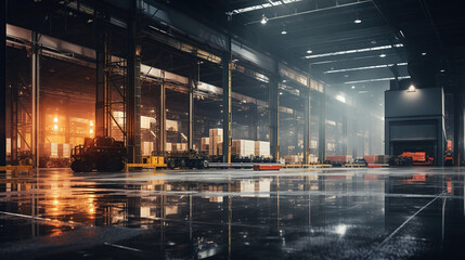Industrial Warehouse Properties, The Epicenter of Modern Manufacture and Resourceful Innovation Hub Imagery - obrazy, fototapety, plakaty