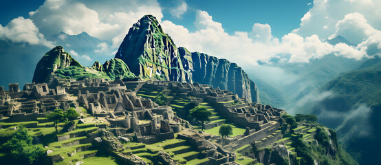 The ruins of ancient villages on the top of the mountain 4 - obrazy, fototapety, plakaty
