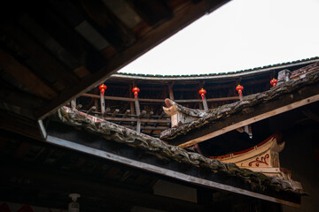 Fototapeta na wymiar Horizontal image of the Fujian Tulou, China
