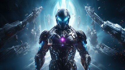 galactic guardian, digital art illustration, Generative AI