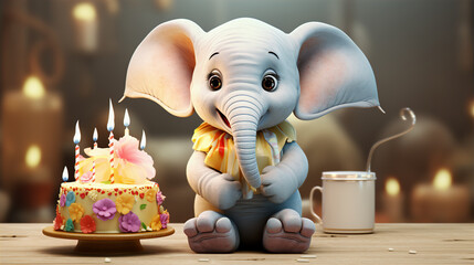 elephant with candle Birthday