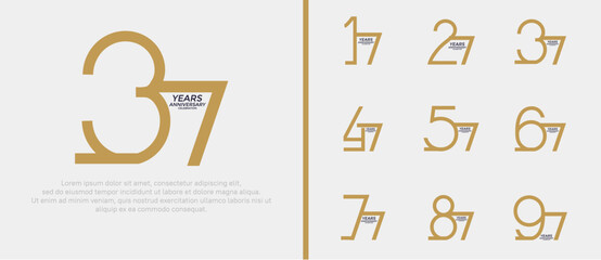 set of anniversary logo brown color on white background for celebration moment
