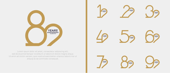 set of anniversary logo brown color on white background for celebration moment