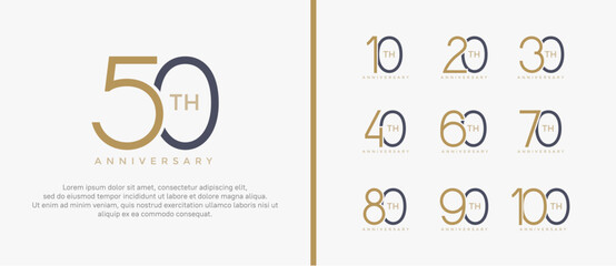set of anniversary logo brown and black color on white background for celebration moment - obrazy, fototapety, plakaty