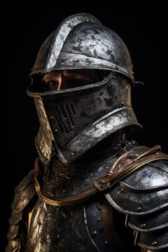 Medieval knight of honor, with armor, war veteran, history and fantasy concept. Generative AI