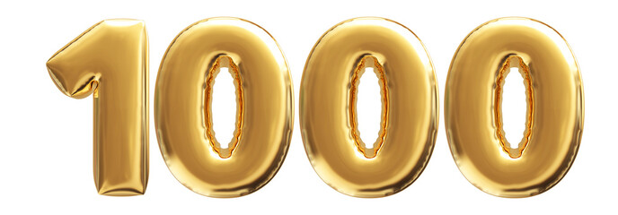 1k Follower Gold Number 3D Render
