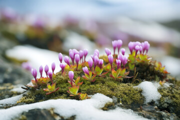  flowers blooming in the snow at Antartica