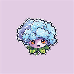 dusty miller sticker. kawaii cartoon illustration