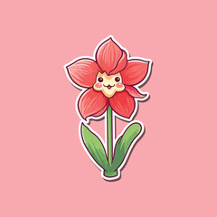 amaryllis sticker. kawaii cartoon illustration
