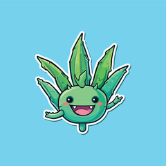 aloe vera sticker. kawaii cartoon illustration