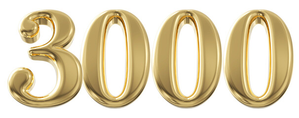 3k Follower Gold Number 3D Render