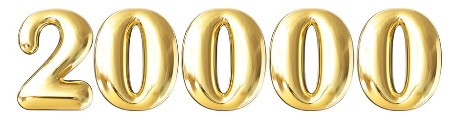 20k Follower Gold Number 3D Render