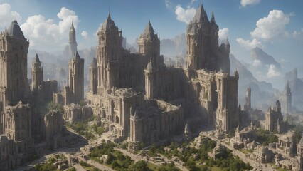majestic stone castle, beautiful scenery, fantasy style. (Generative ai)