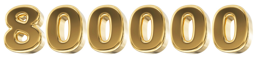 800k Follower Gold Number 3D Render