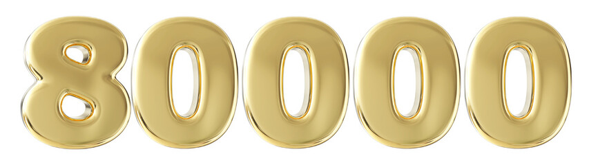 80k Follower Gold Number 3D Render