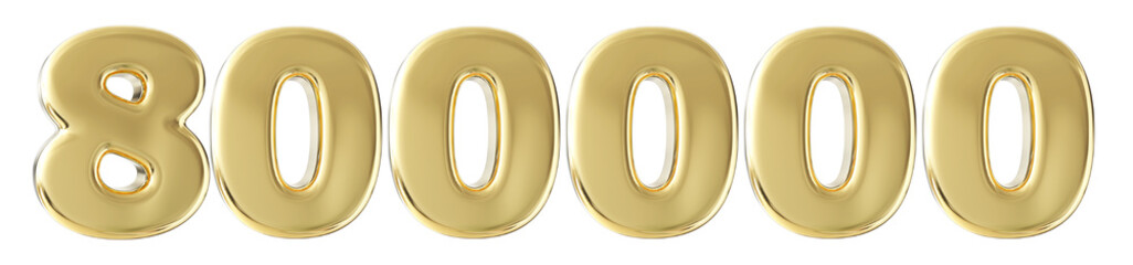 800k Follower Gold Number 3D Render