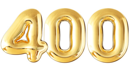 400 Follower Gold Number 3D Render