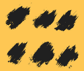 Vector collection of black paint brush stroke