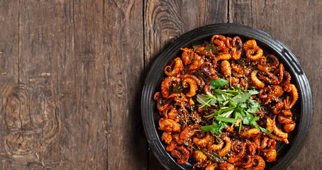 Stir fried spicy vegetable octopus - obrazy, fototapety, plakaty