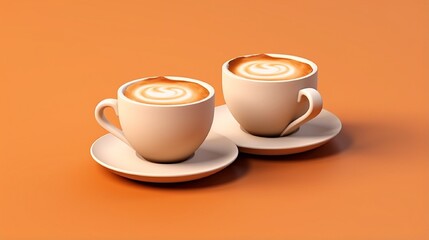Artistic Coffee Still Life with Frothy Cappuccino on Colorful Porcelain Saucer generated by AI tool 