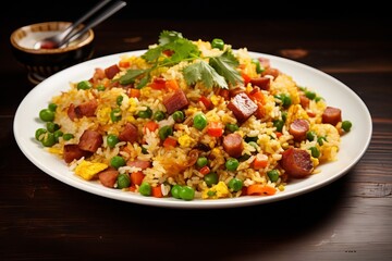 close up fried rice picture. macro fried rice. food photography for menu.