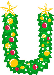 Christmas Tree Alphabet U