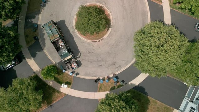 garbage collection for recyclable materials. Above drone footage 