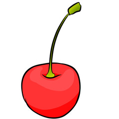 cherry isolated on transparent background, cartoon style icon 