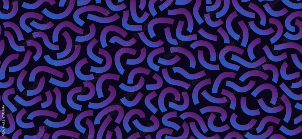 Poster purple and blue gradient curved lines isolated on white background. transparent bold squiggles.