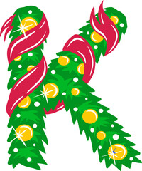 Christmas Wreath Letter K