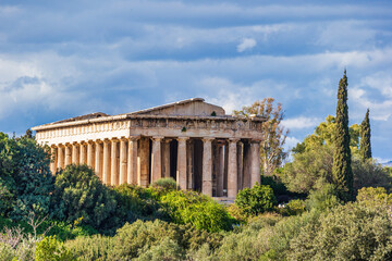 Fototapeta na wymiar Temple of Hephaisteion, a Greek temple at Agora of Athens in Athens, Greece