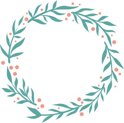 Fototapeta na wymiar Abstract fern leaves with wild berry wreath for decoration on Christmas holiday and nature ornament.