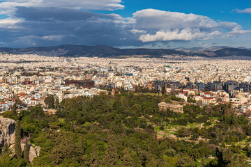 Fototapeta na wymiar Aerial view of the skyline of Athens, Greece