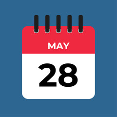 may 328 calendar reminder. 28 may daily calendar icon template. Calendar 28 may icon Design template. Vector illustration