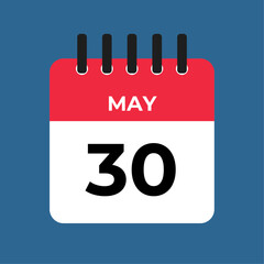 may 30 calendar reminder. 30 may daily calendar icon template. Calendar 30 may icon Design template. Vector illustration
