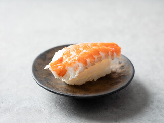 Shrimp sushi on plate