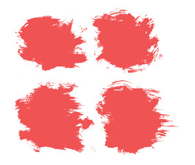 Set of vector red color brush stroke background