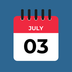 july 3 calendar reminder. 3 july daily calendar icon template. Calendar 3 july icon Design template. Vector illustration