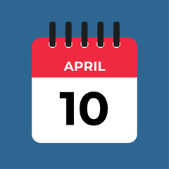 april 10 calendar reminder. 10 april daily calendar icon template. Calendar 10 april icon Design template. Vector illustration